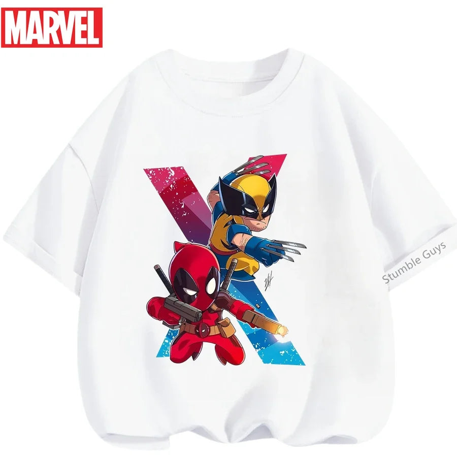 Summer Boys Girls Hulk T-Shirt 3-14 Years Marvel Super Hero Kids Spiderman Breathable Short Sleeve Avengers Soft Tee