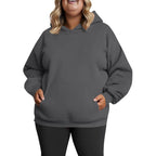 Plus Size Hooded Sweatshirt for Women Fall Fashion Casual Solid Color Pocket Hoodies Women's Clothing Street Hip Hop Hoody
