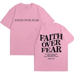 Faith Over Fear Christian Women T-shirts Christian Clothes Jesus Fashion Trendy T-shirts Bible Verse Sportwear Aesthetic Clothes