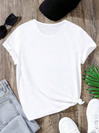 Cartoon Smiley Face Print Short-sleeved Women T-shirt Casual Versatile Style Suitable for  Outings and Daily Wear Women Clothing