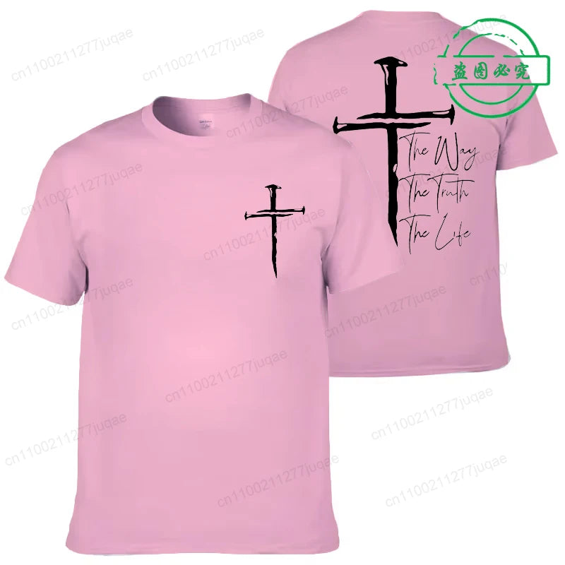 New Summer Men's T-Shirt Clothing Jesus Cross Vintage Printed Tees for Men Women Oversized Tops Christian Faith Shirt Clothing