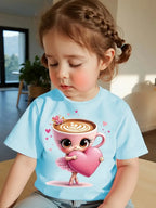 Italian Brainrot Cute Meme T-Shirt for Girls Clothes Ballerina Cappuccino Print Tee Tops Pink Summer Kawaii Outfits Streetwear