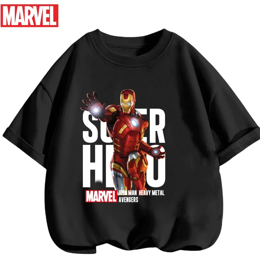 Kids Marvel Iron Man Avengers T-Shirt Boys Girls Summer Casual Tees 2026 New Anime Clothes