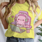Girls' Summer Clothes Cute Axolotl Playing Games Graphic T-Shirt 3D Print Tie Dye Children's Clothing for Girl Short Sleeve Tee