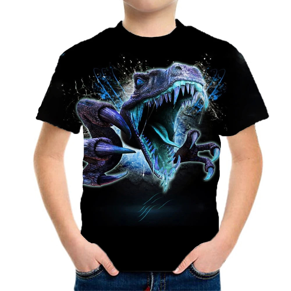 Children's Clothing Boys Tshirt Children's T-Shirts 3D Dinosaur Graphic Print Kids Summer Clothes Fashion Casual Tees Girl Tops