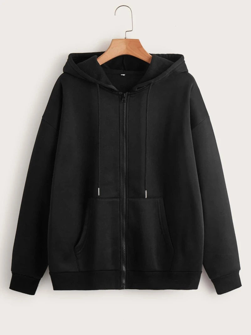 Plus Size Women's Drawstring Hooded Sweatshirt Tops Graduation Back To School Graduation Teacher Outfits Women Zip Up Pocket