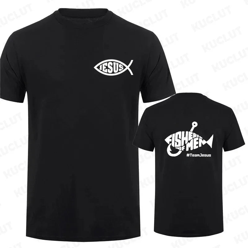 T-shirt for Men's Fishers of Men Christian Graphic Y2k Tops Fshion Casual T Shirts Short Sleeved Tees Cotton Oversized Clothing