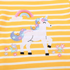 Jumping Meters 2-7T Striped Unicorn Cotton Girls T Shirts Summer Children's Clothes Short Sleeve Kids Tees Tops Baby Costume