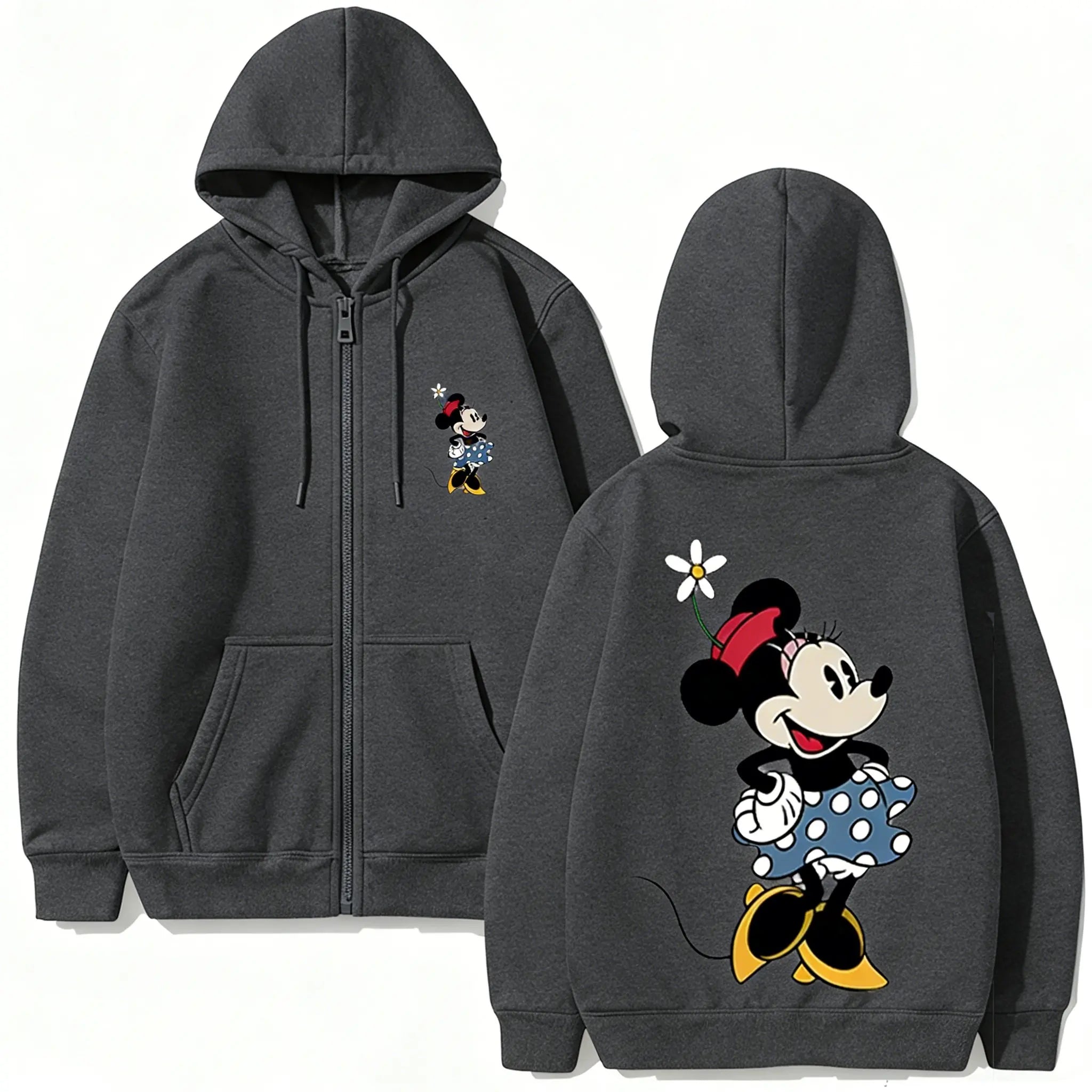 Disney Mickey Minnie Couple Hoodie Zip Up Graphic Print Sweatshirt Cartoon Jacket Casual Tops Streetwear 2026 Spring Autumn Y2k