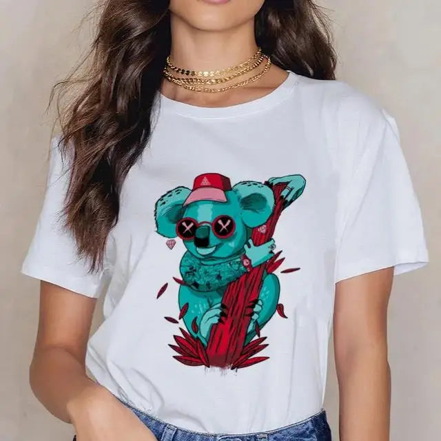 Women Cartoon Kawaii Animal Koala Print Woman Tshirt Harajuku Ropa Mujer Graphic Plus Size T-Shirt Casual Streetwear  Tees