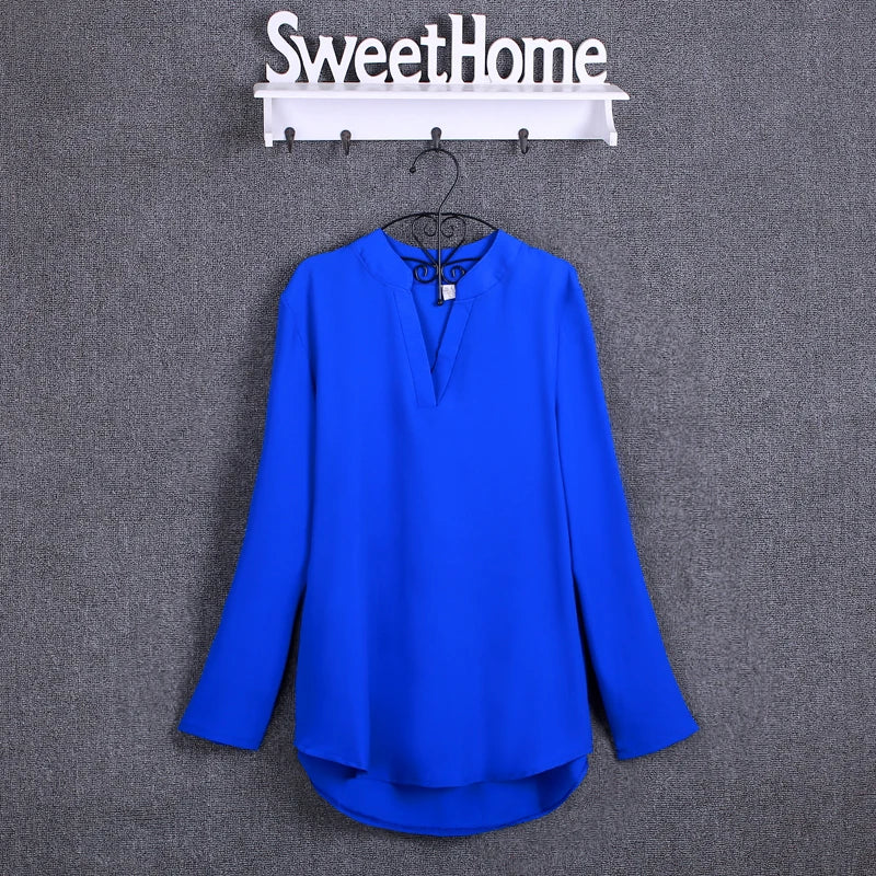 Plus Size Blouse Clothing Women Long Sleeve Shirt Chiffon Blouse Ladies Top
