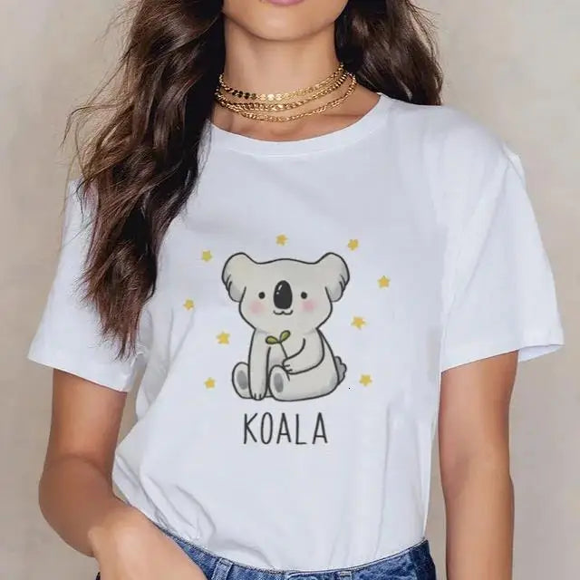 Women Cartoon Kawaii Animal Koala Print Woman Tshirt Harajuku Ropa Mujer Graphic Plus Size T-Shirt Casual Streetwear  Tees