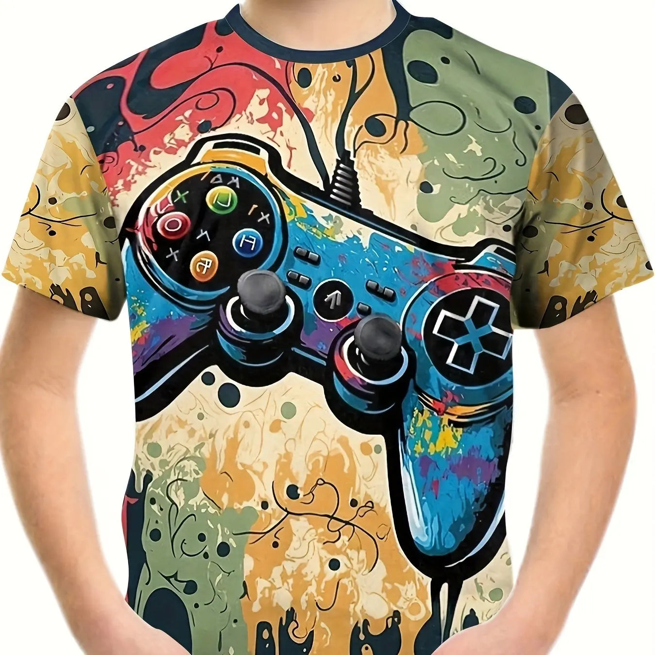 T-Shirts for Boys Short Sleeve 3D Gamepad Print Kids Summer Clothes Casual Fashion O-Neck Boys Tshirt Tops Children's Clothing