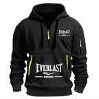 Men's Fashion Casual Hoodie Multi-pocket Sports Long-sleeve Sweatshirt Up Down Print Warm Half Zip Hooded Fitness Pullover Good