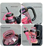1 Pc Stylish Large-Capacity Sports Water Bottle with Straw, Portable & Heat-Resistant Plastic Cup for Women