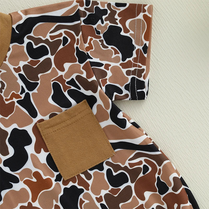 0-18M Newborn Infant Baby Boy Summer Romper Outfit Camouflage Short Sleeve Bodysuit Jumpsuit Clothes