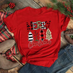 Women Tshirts Merry Christmas Tree Print Red Top Femal New Clothing Short Sleeve 90s Girls Lucky Deer T-shirts Aesthetic Clothes