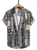 Hawaii Shirts for Men 3D Paisley Graphic Short-sleeved T-shirt Casual Lapel Buttons Male Tops Summer Oversized Bohemian Man Tees