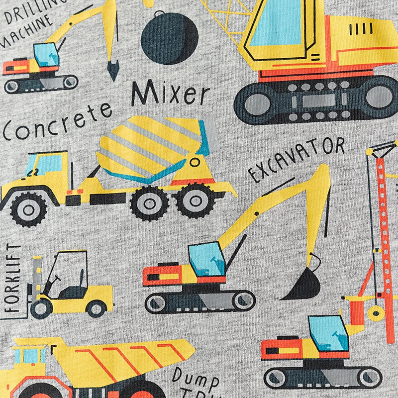 Little maven 2026 Summer Fashion New Tops Children's Clothing T-shirts Cartoon Excavators Infant Baby Boys Kids Clothes
