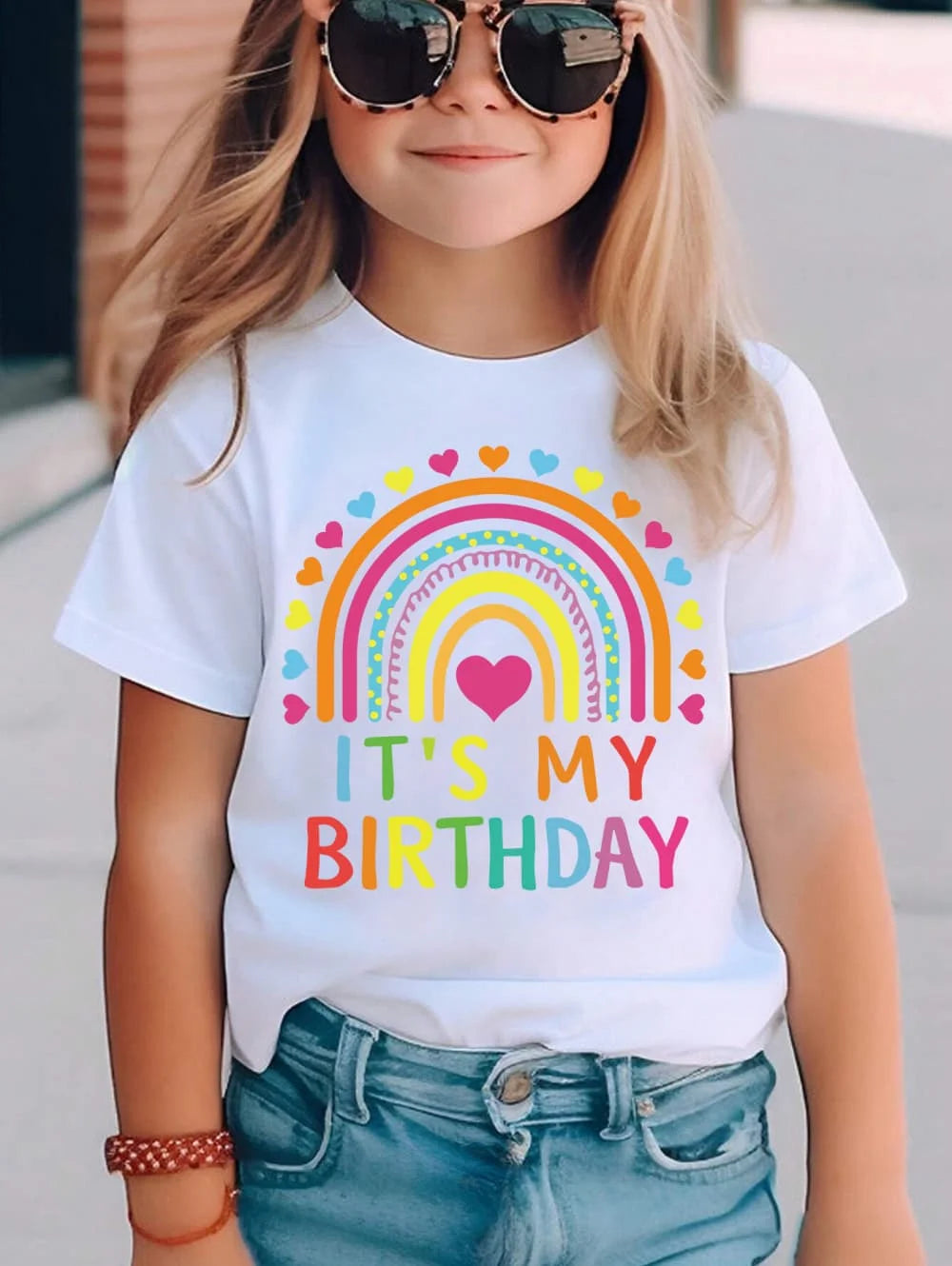 Girl Clothes Birthday Princess Printed Girls T-Shirt Happy Birthday Girl Party Outfit Tops Kids Short Sleeve Tshirt Kids Clothes