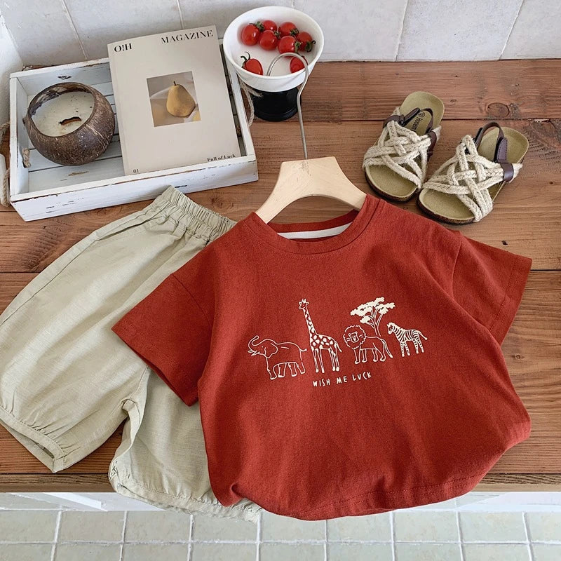 1 2 3 4 5years Kids Clothing Summer T-shirt Tops O-neck Casual Loose Baby Girl Boy Short Sleeve Tees Children's Clothes Tshirts