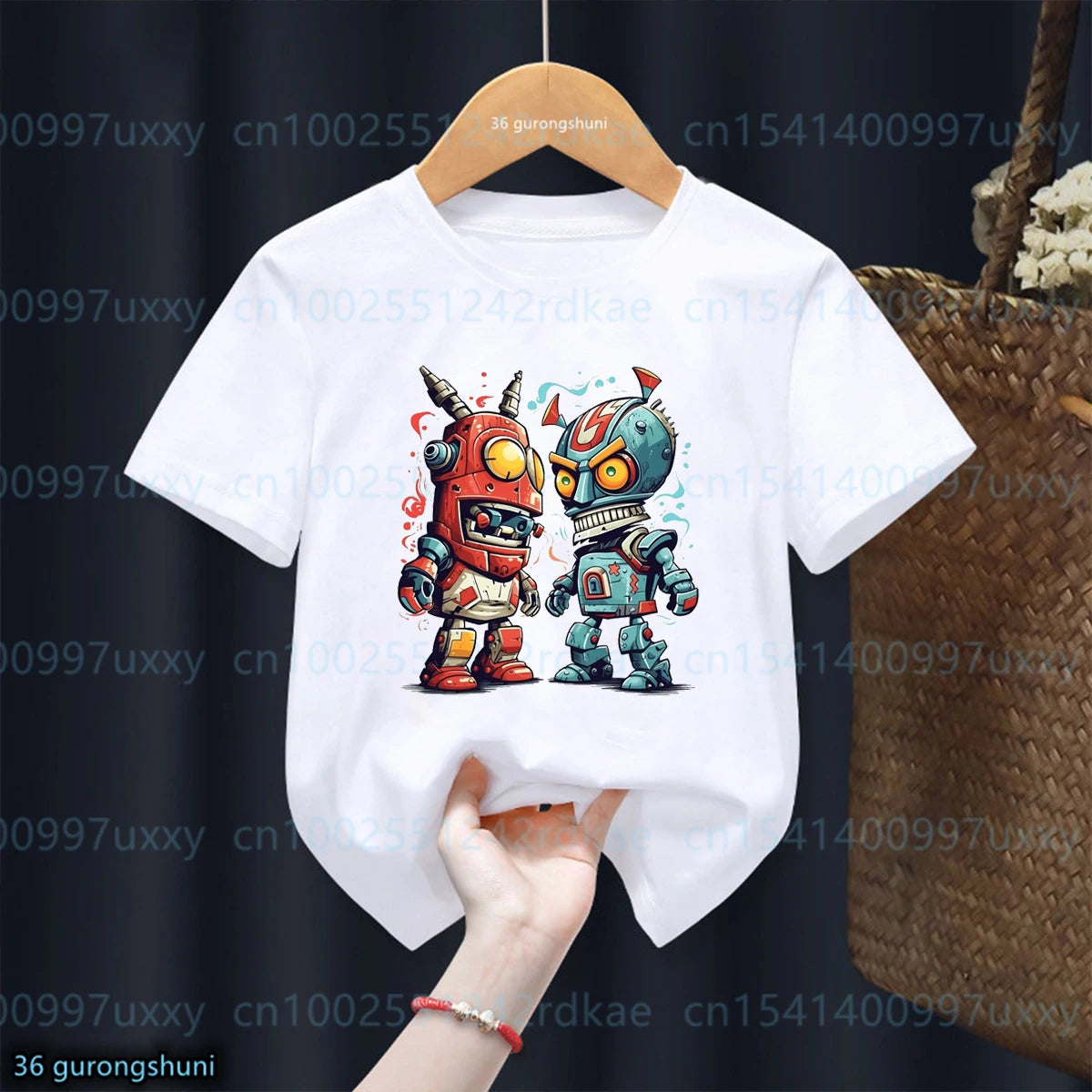 New Boys T-shirt Cool Robot Print Tshirt Fashiona Trendy Boys Clothing Cute Baby Tshirt Summer O-Neck boys Top 1-15 yeas old