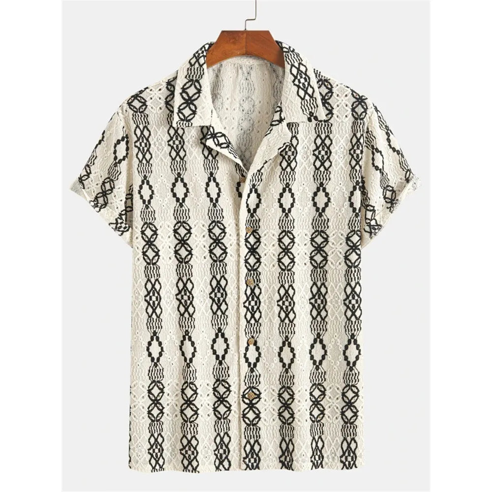 Men's Shirt 3D Printed Retro Fashion Top Short Sleeved Beach Sports Shirt Street Hawaiian Short Sleeved Shirt Men's Clothing