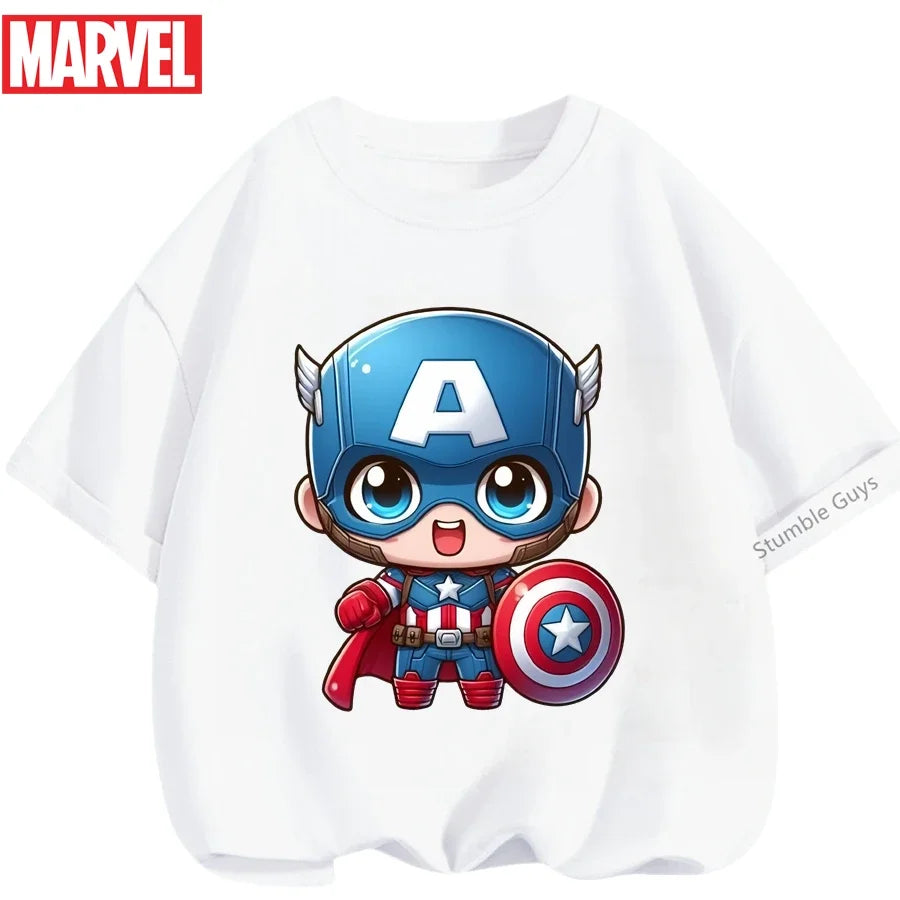 Summer Boys Girls Hulk T-Shirt 3-14 Years Marvel Super Hero Kids Spiderman Breathable Short Sleeve Avengers Soft Tee