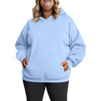 Plus Size Hooded Sweatshirt for Women Fall Fashion Casual Solid Color Pocket Hoodies Women's Clothing Street Hip Hop Hoody