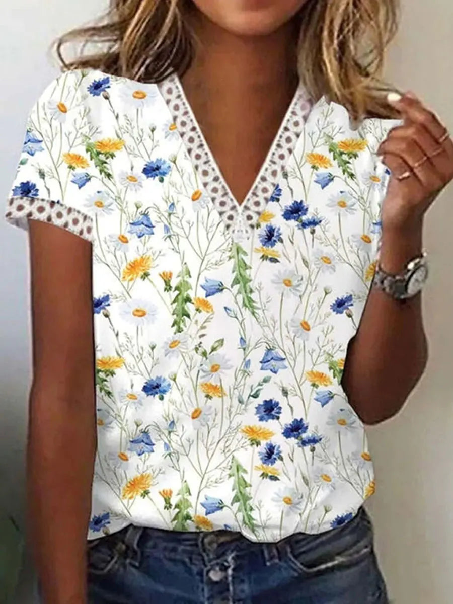 Summer Women's T-Shirts Casual Loose Short Sleeves T-Shirts Women Fashion Elegant Tops