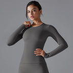 Yoga Shirts For Women Long Sleeve Winter Fitness Running Gym Clothes Workout Dry Fit Breathable High Elastic Sports Top