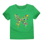 Girls Clothes 2 to 3 4 5 6 7 8 9 10 11 12 13 14 Years 100% Cotton 2024 Summer T Shirts Yellow Butterfly Floral Tee Shirt Tops