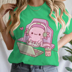 Girls' Summer Clothes Cute Axolotl Playing Games Graphic T-Shirt 3D Print Tie Dye Children's Clothing for Girl Short Sleeve Tee
