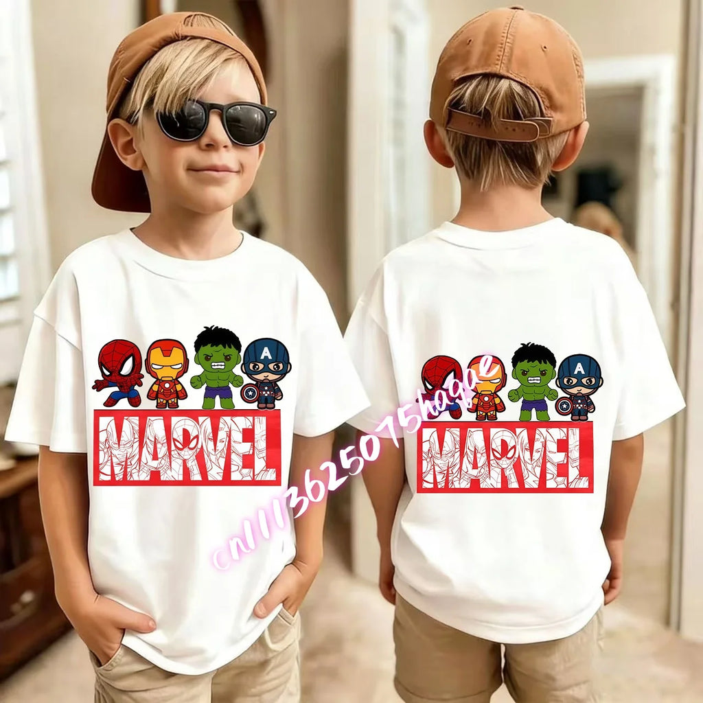 Kids Summer Cute Spider-Man Print Children's Short-Sleeved T-Shirt for Girls Boys 100% Cotton - Fashionable Short Sleeve