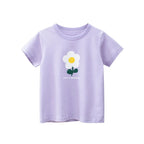 2025 Summer 2-8 Years Kids Girl Shorts Sleeve T-shirts Printed Little Girl Top Baby Girl T Shirts Children Toddler Girl Clothes