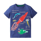 Little maven 2026 New Fashion Boys T-shirt Summer Luminous Dinosaur Animal Cotton Causal Clothes Lovely Tops for Kids 2-7 year