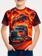 Cool Car Boy's T-Shirt Fashion 3D Print Summer Kids Short Sleeve Tops Lightweight Tees Outdoor Comfortable Children's Clothing