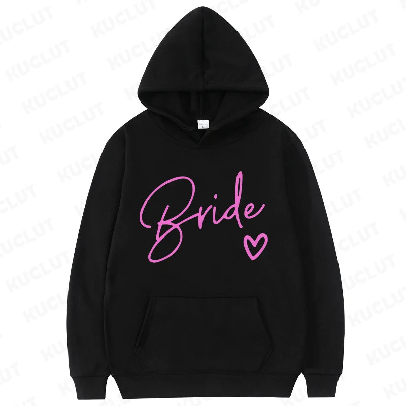 Team Bride Matching Hoodies Women Soft Casual Bridesmaid Bachelorette Party Gift Hooded Sweatshirts Wedding Group Outfits Tops