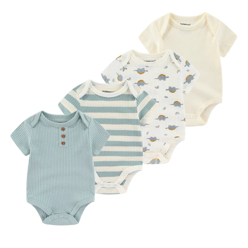 4Pieces Cotton Newborn Bodysuit Print Baby Girl Clothes 0-12M Cartoon Baby Boy Clothes Summer Short Sleeve Romper Bebes