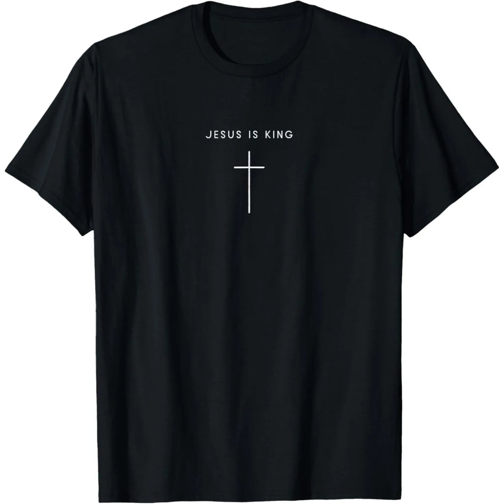 Funny Jesus Is King Christian Religious Faith T Shirts Men Cotton Humor Streetwear Tee Shirt Short Sleeve Unisex Loose Clothing