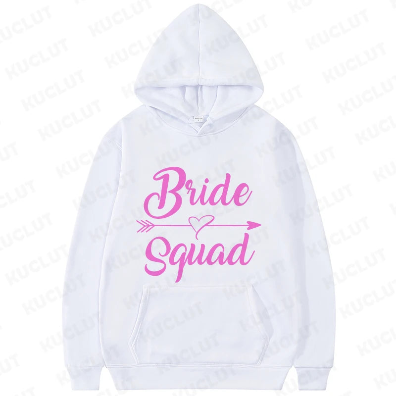Team Bride Squad Hoodies,  Arrow Heart Graphic Sweatshirts, Women's Casual Hooded Tops for Bridal Wedding & Bachelorette Party