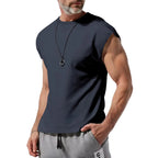 Amazon cross-border American summer new vest men's loose youth casual solid color thin shoulder T-shirt for men