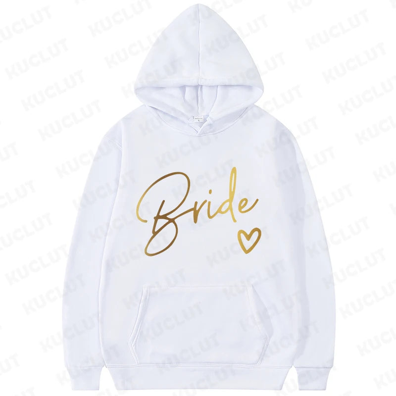 Team Bride Matching Hoodies Women Soft Casual Bridesmaid Bachelorette Party Gift Hooded Sweatshirts Wedding Group Outfits Tops