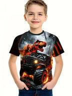 Cool Car Boy's T-Shirt Fashion 3D Print Summer Kids Short Sleeve Tops Lightweight Tees Outdoor Comfortable Children's Clothing