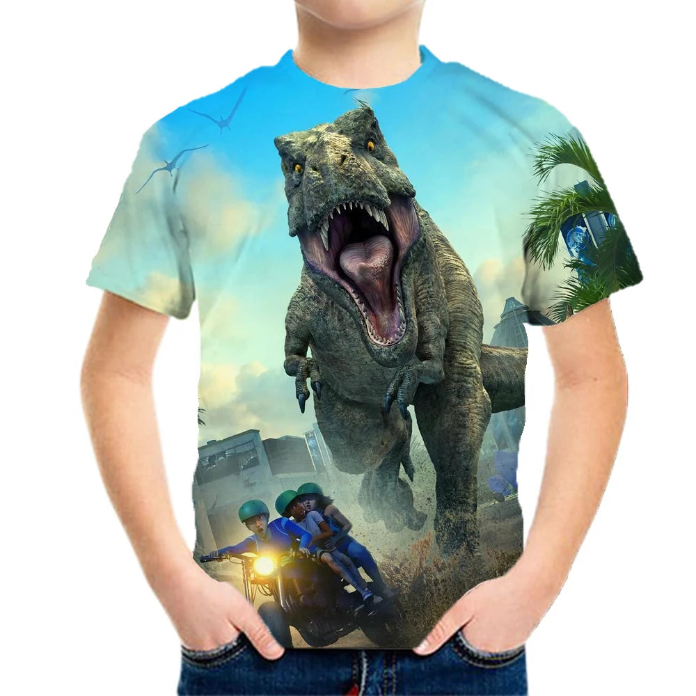 Children's Clothing Boys Tshirt Children's T-Shirts 3D Dinosaur Graphic Print Kids Summer Clothes Fashion Casual Tees Girl Tops