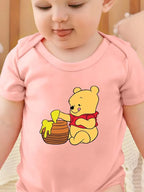 Winnie The Pooh Eat Honey Pattern Printed Baby Clothes Rompers Cartoon Infant Toddler Boys Girls Jumpsuit Bodysuits