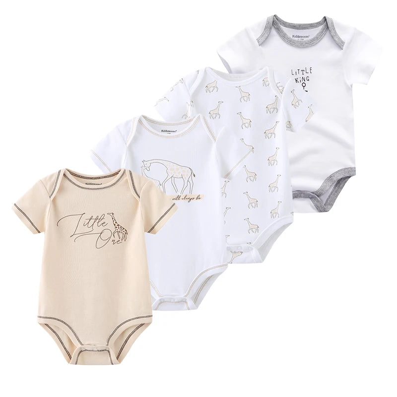 4Pieces Cotton Newborn Bodysuit Print Baby Girl Clothes 0-12M Cartoon Baby Boy Clothes Summer Short Sleeve Romper Bebes