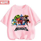 Summer Boys Girls Hulk T-Shirt 3-14 Years Marvel Super Hero Kids Spiderman Breathable Short Sleeve Avengers Soft Tee