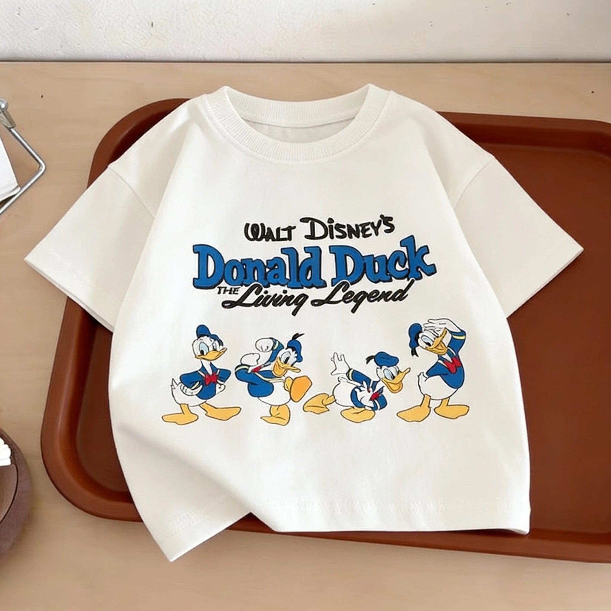 Disney Donald Duck T-shirt Summer Kids Clothing Printed Cartoon Short Sleeve Tops Popular Design Baby Boys T Shirts Crewneck