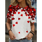 Cartoon Cat Graphic T-Shirt For Women Animal 3D Printed T Shirts Summer Fashion Casual Loose Tees Round Neck Tops Short Sleeves